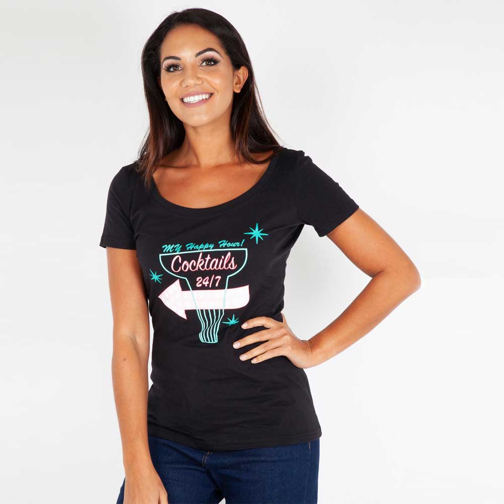 Voodoo Vixen - Always happy hour Shirt - Zwart